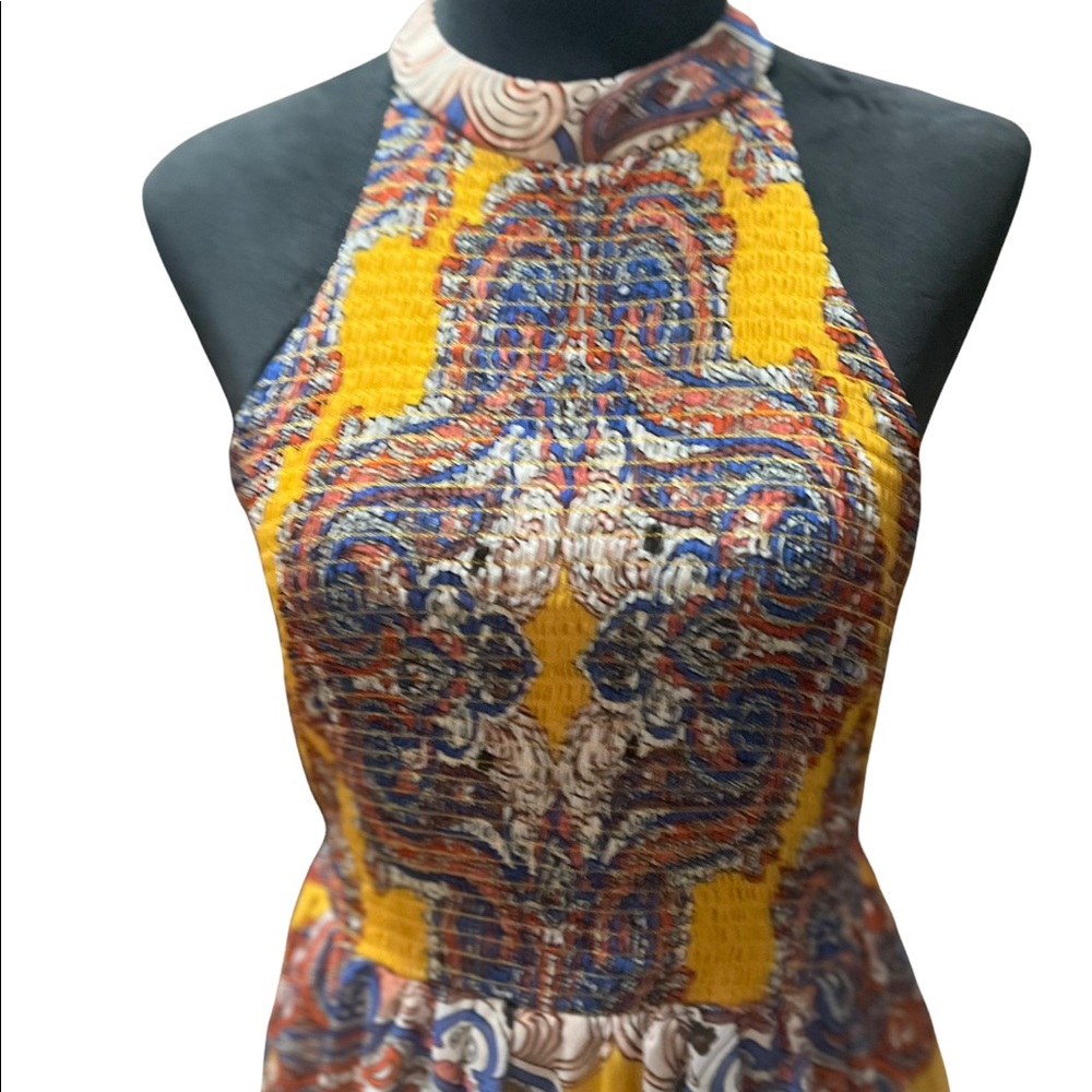 Gold and Blue Bohemian Sleeveless Dress
